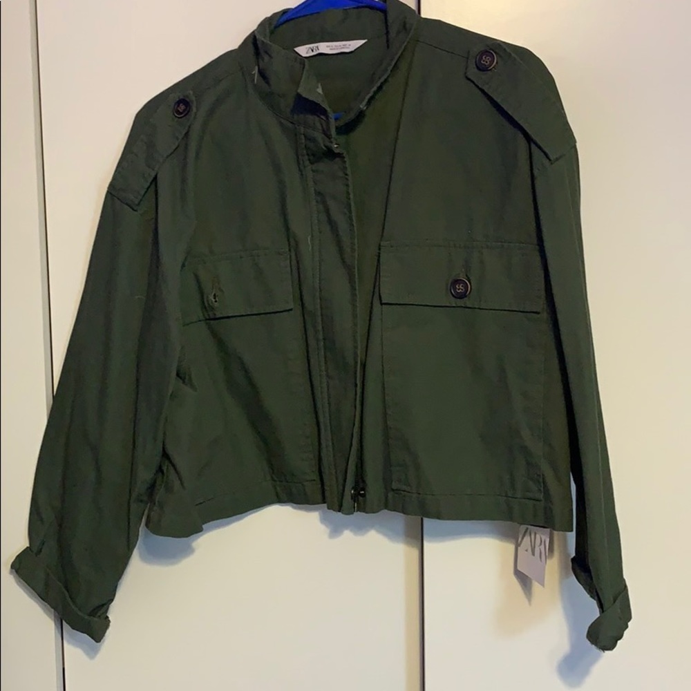 Zara Olive green waist jacket